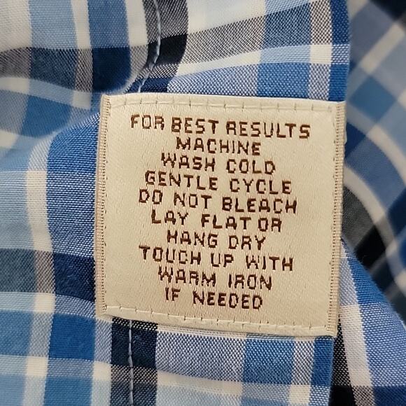 Peter Millar Hidden Button-Down Long-Sleeve Blue Plaid Dress Shirt XL - Picture 14 of 15